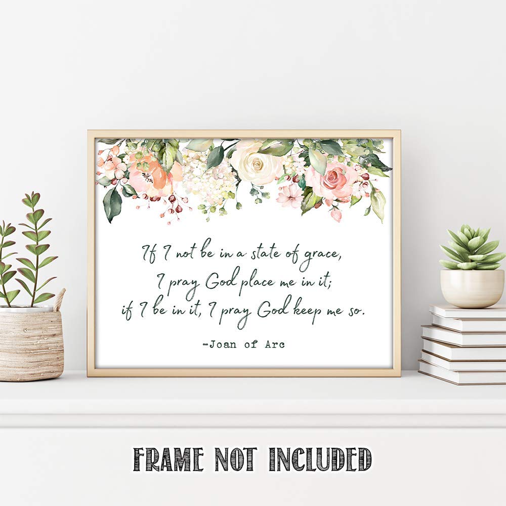 TJ Originals - Joan of Arc Christian Bible Quote Wall Art Print 11x14 Inches | Inspirational Bible Verse Decor for Home, Office & Church | Gift for Women, Family & Friends | Birthday & Religious Occasions | Floral Design