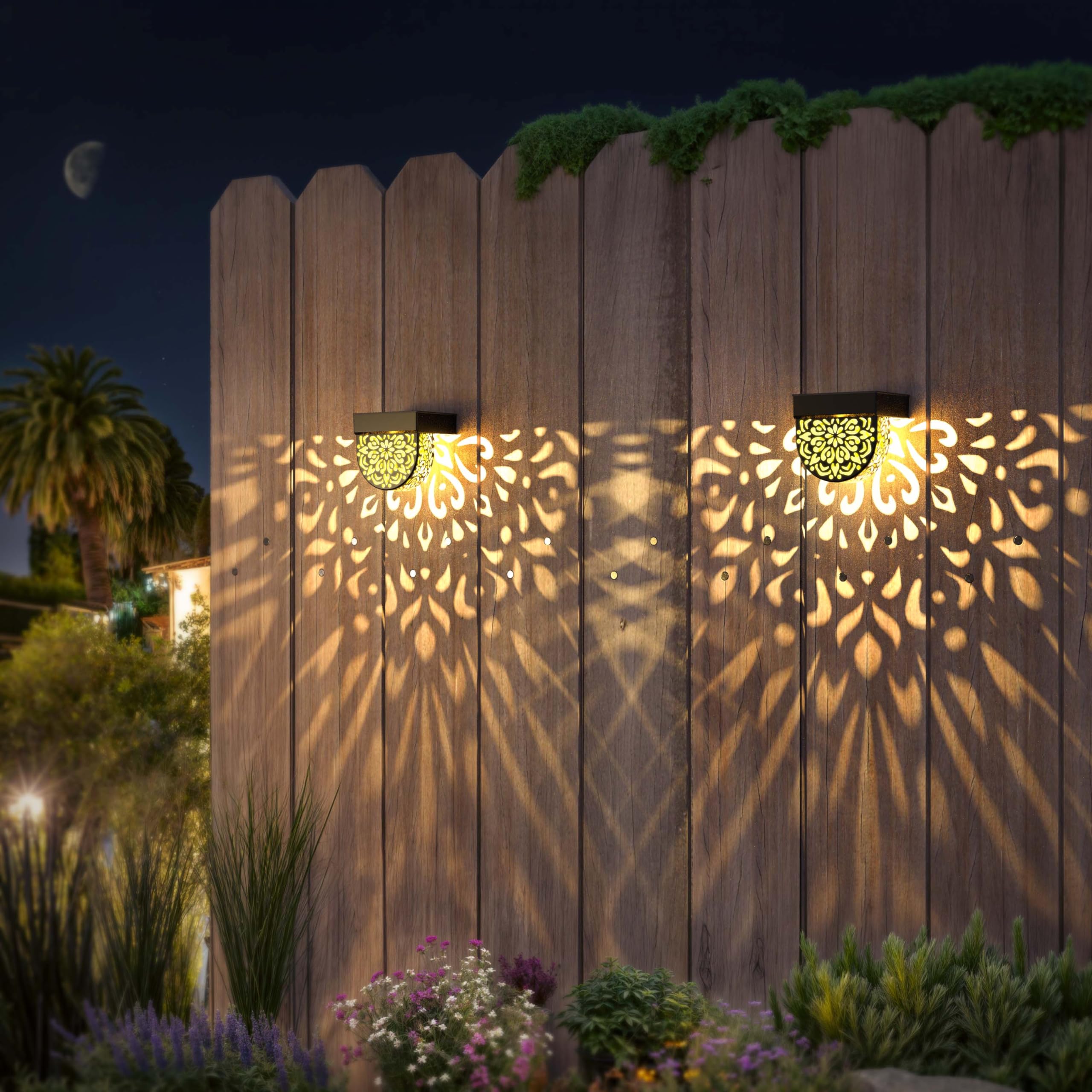 6 Pack Solar Fence Lights - Waterproof LED Outdoor Solar Deck Lights for Steps, Walls & Front Door Decor - Solar Powered Landscape Lighting for Garden, Pathway & Patio