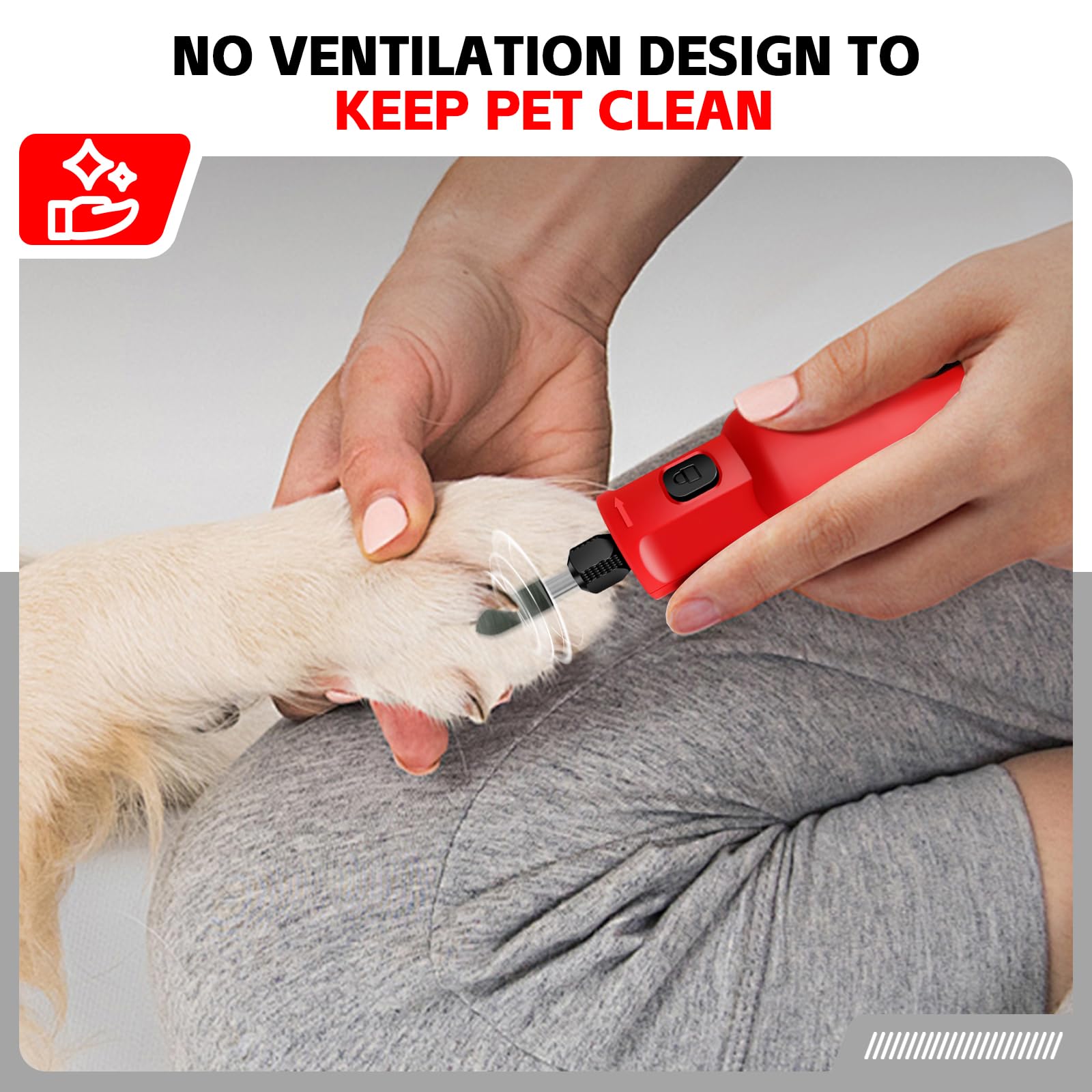 Upgraded Electric Dog Nail Grinder with LED Light - 5 Speed Rechargeable Pet Nail Trimmer for Dogs, Cats & Small Animals | 40 Accessories Kit | Gentle & Safe for Puppies, Kittens & Medium Pets | Perfect for Home Grooming & Professional Pet Care