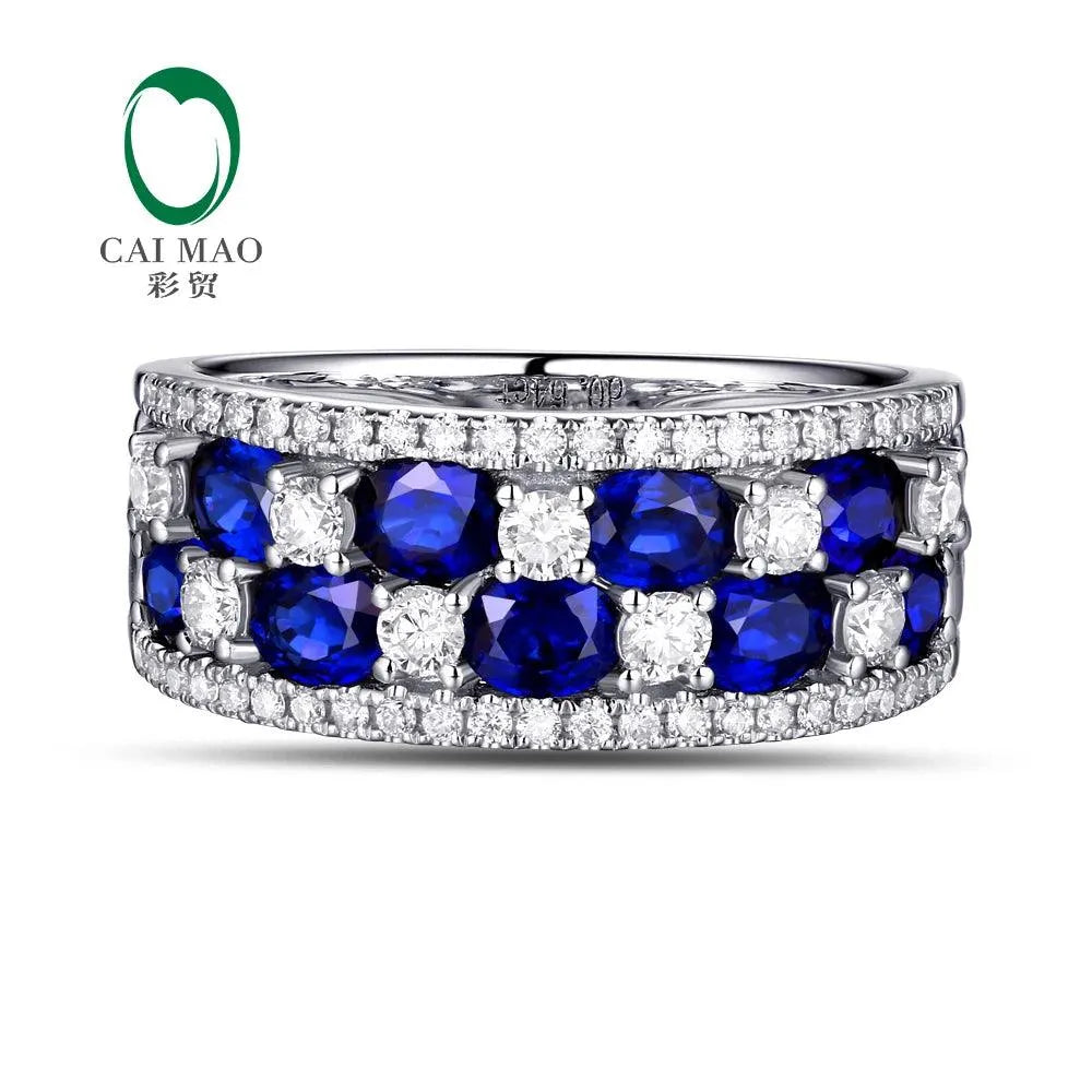 14K Gold Men's Engagement Ring with 1.88ct Sapphire & 0.65ct Natural Diamond - Luxury Wedding Band for Him, Anniversary Gift, Proposal Jewelry for Boyfriend or Husband