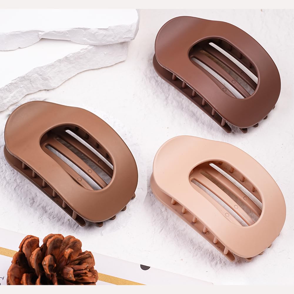 Matte Duck Billed Hair Claw Clips for Women - Large Neutral Hair Clips for Thick & Thin Hair (3 Colors) | Perfect for Ponytails, Buns & Everyday Styling