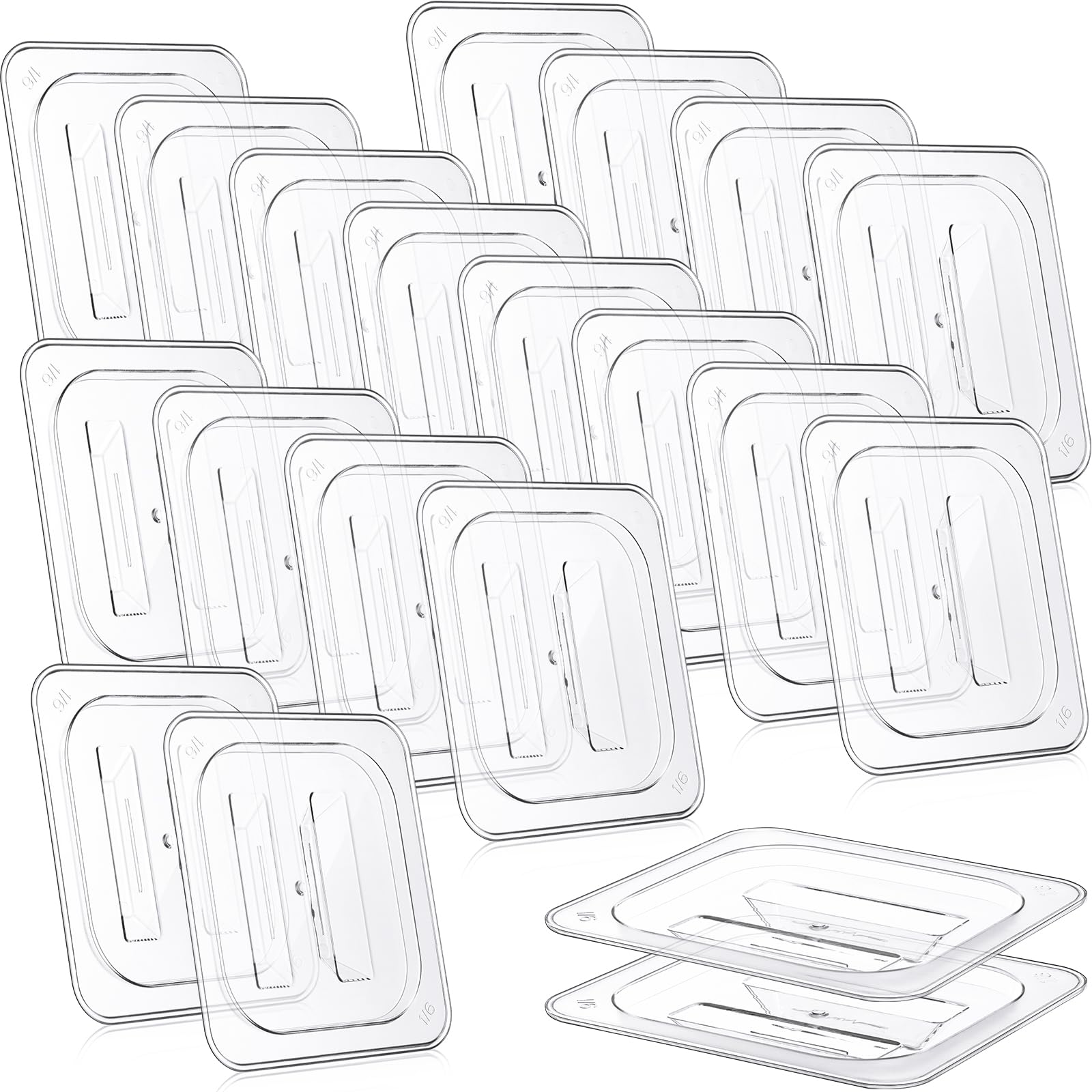 Hoolerry 24-Pack 1/6 Size Clear Polycarbonate Food Pan Lids with Handles - Commercial Grade Restaurant Food Storage Covers for Buffet, Catering & Kitchen Organization