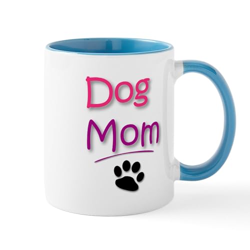 White/Blue Inside - Dog Mom With Dog Paw Mugs