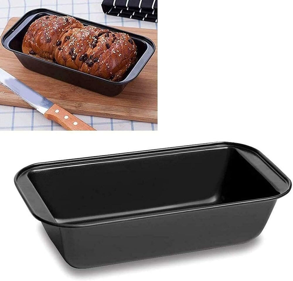Premium Non-Stick Carbon Steel Rectangle Cake Pan - Teflon Coated Baking Tray for Bread, Loaf & Cake - Microwave & OTG Safe - Ideal for Home Baking, Birthday Parties & Professional Bakeries (Large, Black)
