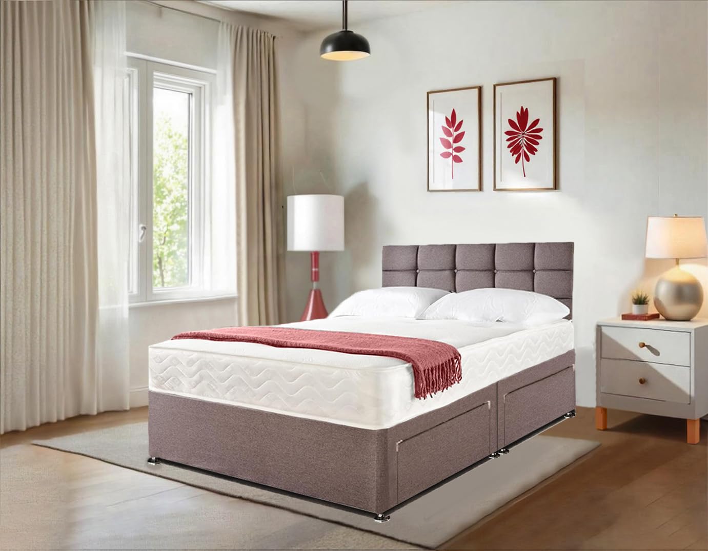 Grey Double Divan Bed with 20