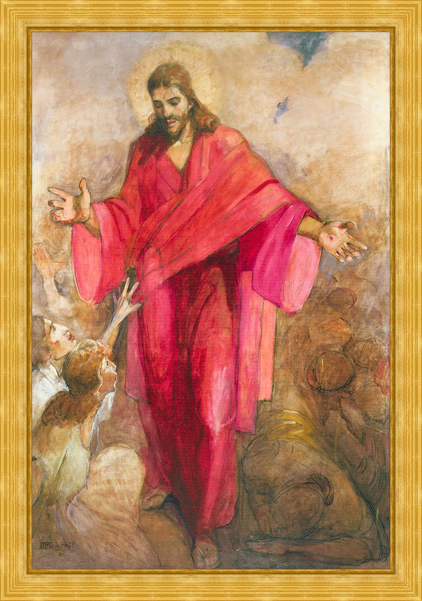 Large Christ in Red Robe Wall Art - Religious Home Decor for Living Room, Bedroom & Church