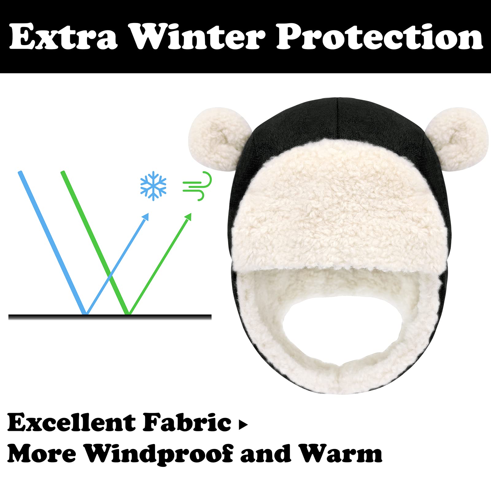 Sherpa Toddler Winter Hat with Bear Ears - Warm Baby Boy & Girl Hats - Soft Infant Winter Beanie for Cold Weather - Cozy Outdoor Play & Snow Day Accessories