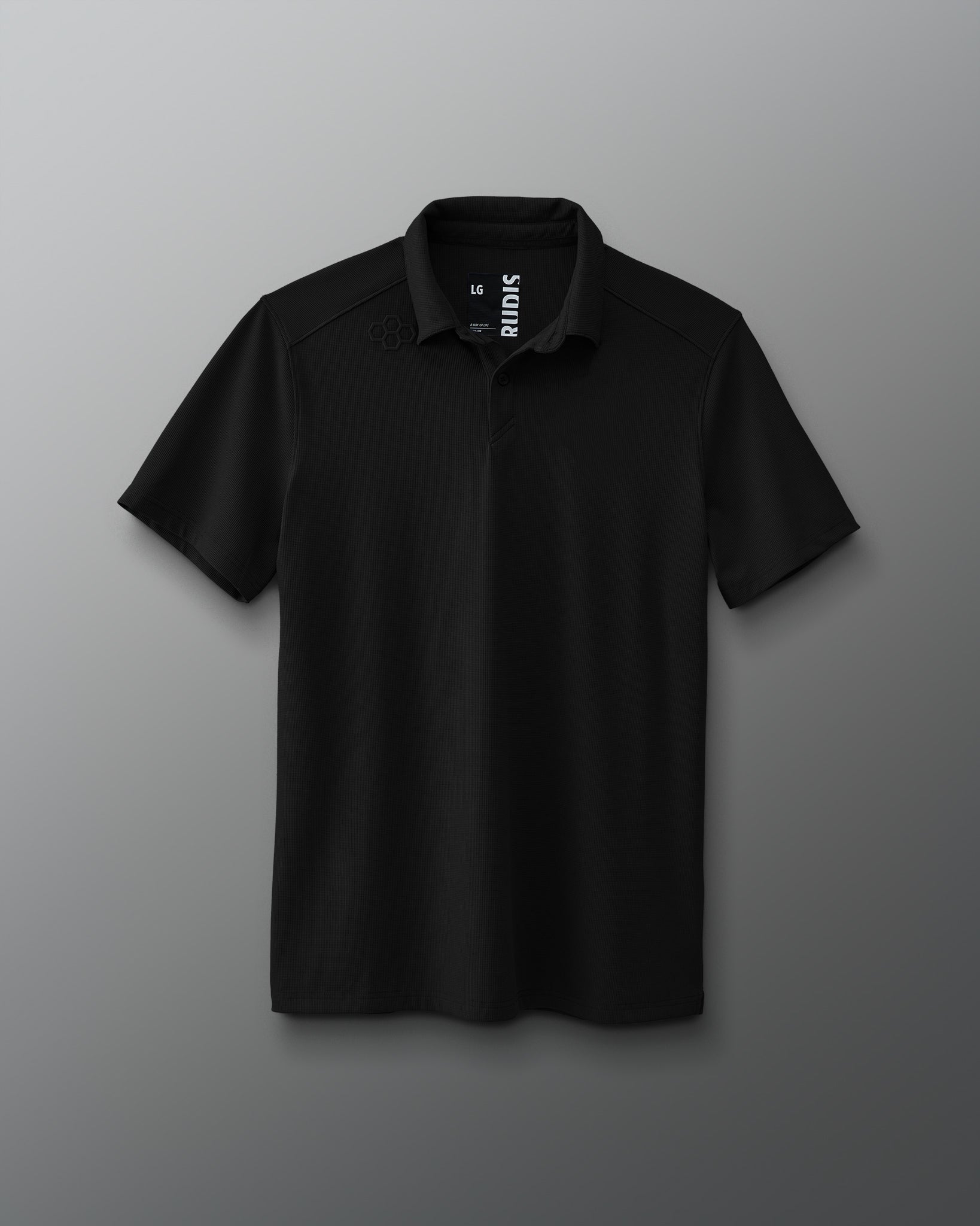 RUDIS Men's Performance Polo Shirt - Moisture Wicking, Breathable, Quick Dry - Black - Perfect for Gym, Workout, and Casual Wear
