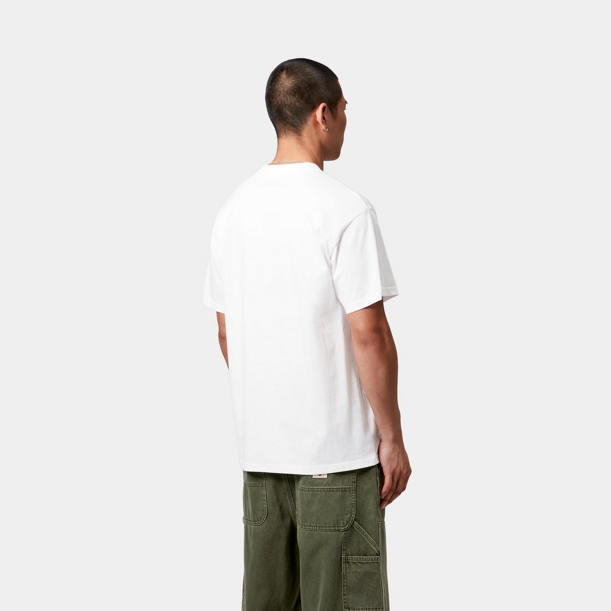 Premium Crown Pocket T-Shirt for Men - Soft Cotton Crew Neck Tee with Chest Pocket - White Casual Shirt for Everyday Wear, Work & Outfits