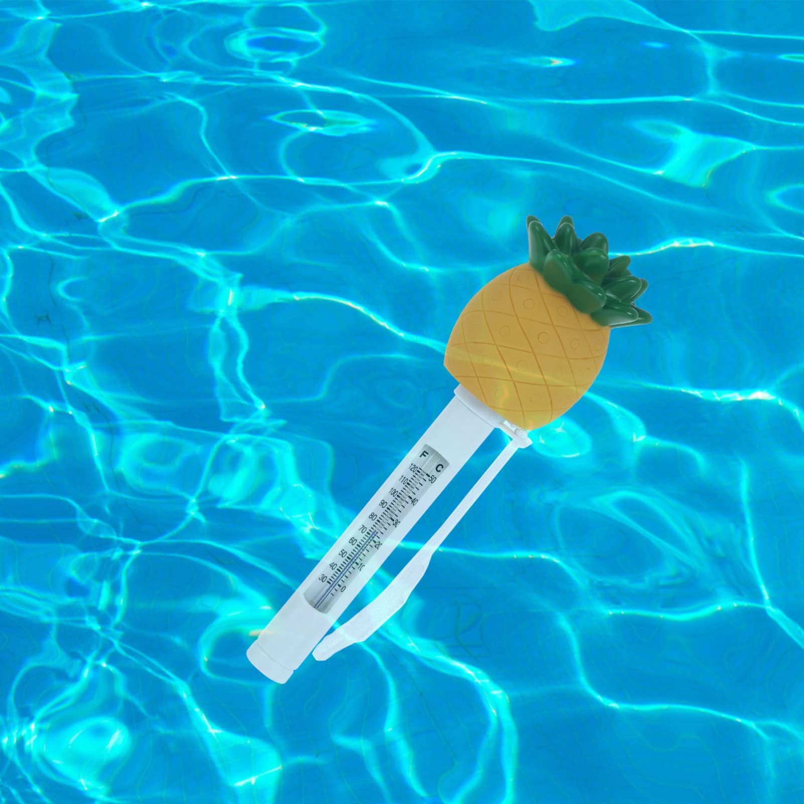 DOITOOL Floating Pool Thermometer - Large Pineapple-Shaped Water Temperature Gauge for Easy Reading in Outdoor & Indoor Swimming Pools, Spas, Hot Tubs - Perfect for Pool Parties, Backyard Relaxation, and Spa Maintenance