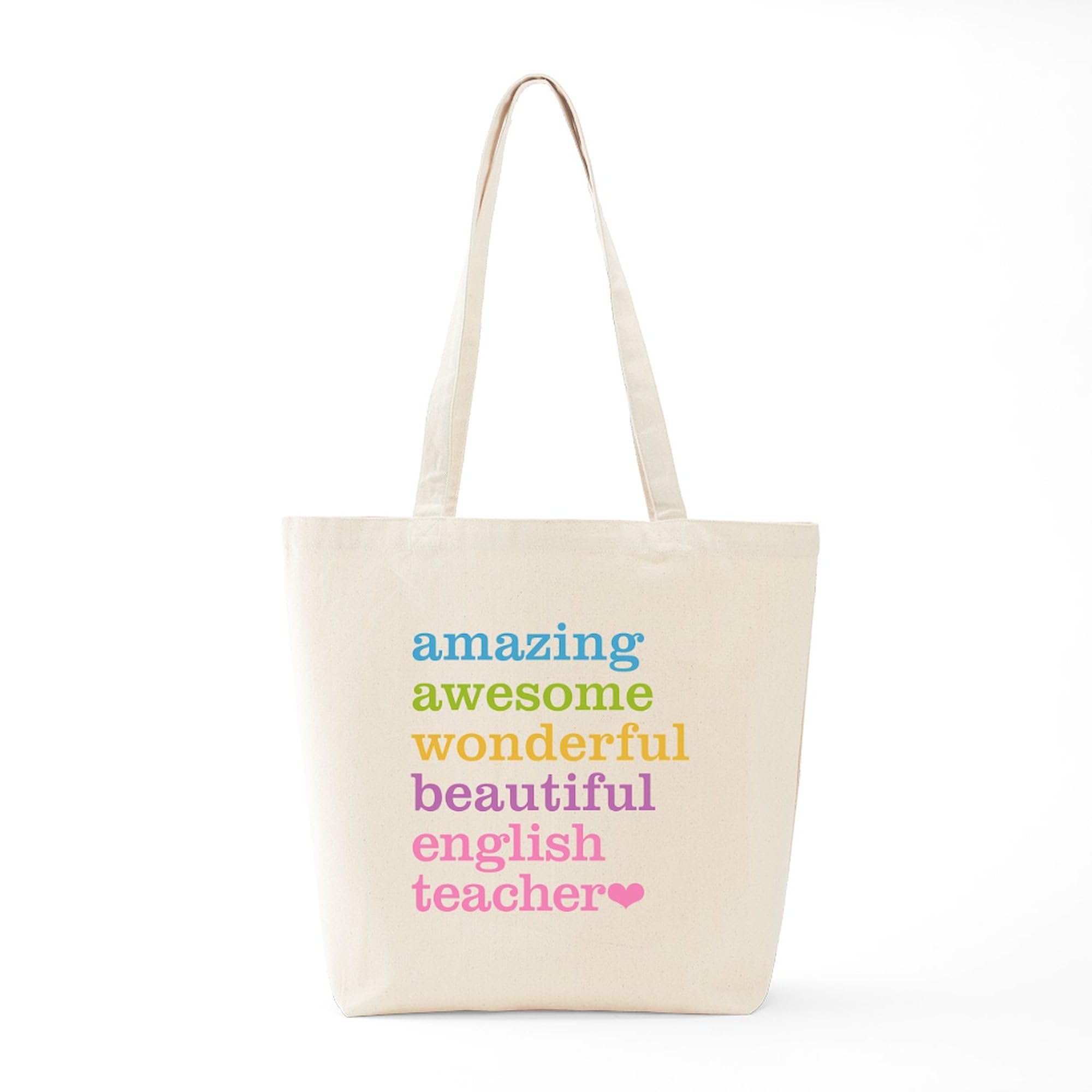 English Teacher Tote Bag - Natural Canvas Reusable Shopping Bag for School, Work & Groceries - Eco-Friendly Teacher Gift & Everyday Carry