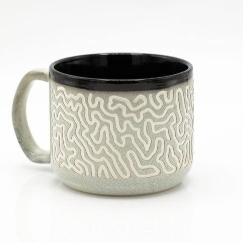 Hand Carved Brain Coral Design 15 oz Ceramic Coffee Mug - Unique Ocean Theme Gift for Coffee & Tea Lovers, Perfect for Home, Office or Beach House Decor