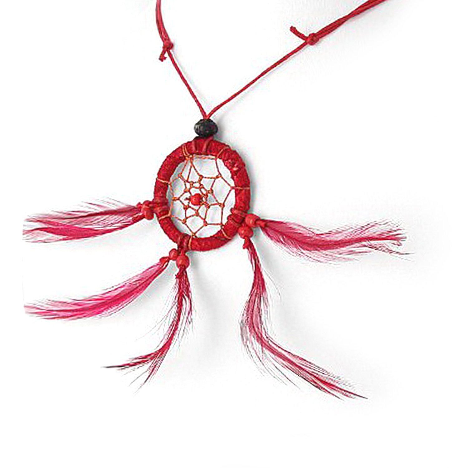 JewelryVolt FN-5577 Adjustable Red Necklace with Dream Catcher Pendant - Stylish Bohemian Jewelry for Women - Perfect for Festivals, Parties & Everyday Wear