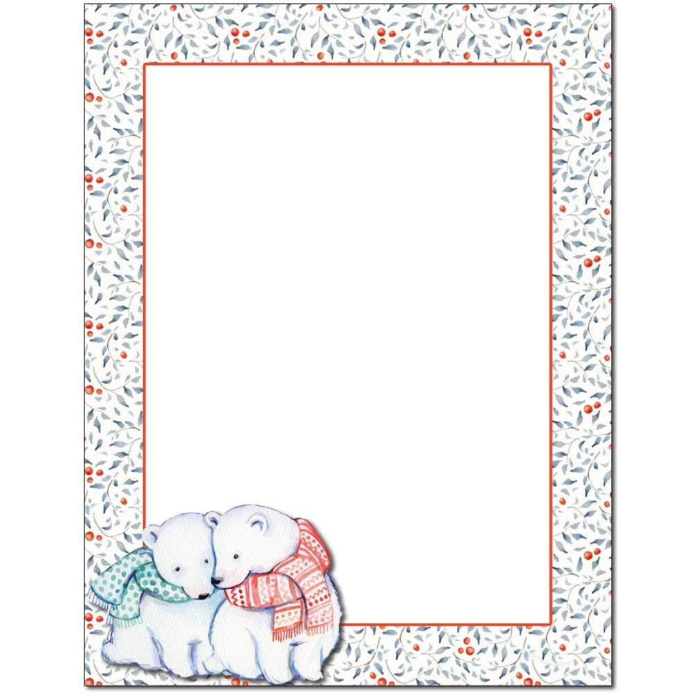 Premium Polar Bears Letterhead Paper - 25 Sheets for Laser & Inkjet Printers - Perfect for Business Stationery, Holiday Cards & Winter-Themed Office Decor