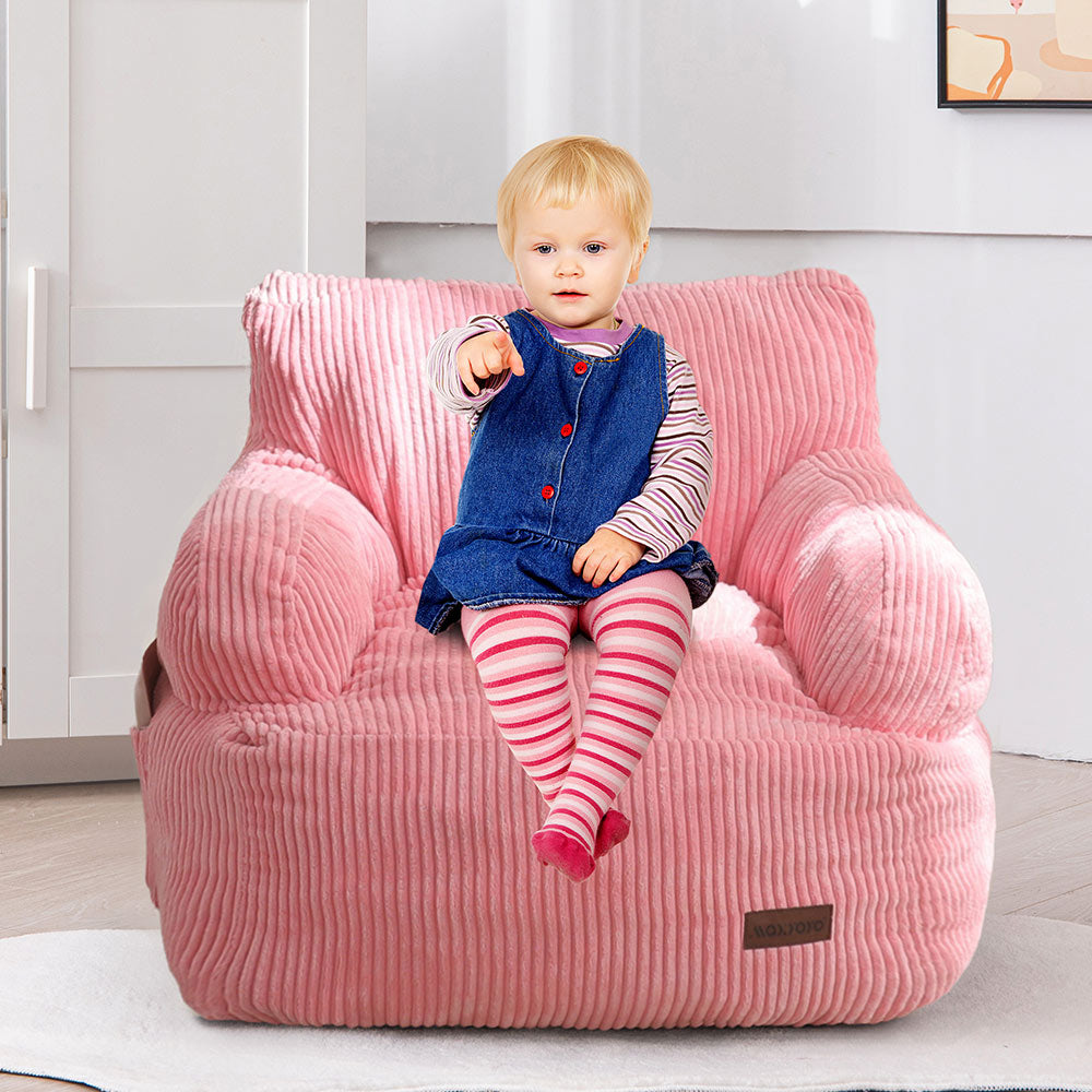 MAXYOYO Kids Bean Bag Chair - Soft & Comfortable Toddler Bean Bag Sofa with Filler for Boys & Girls (Pink) - Perfect for Reading Nook, Playroom & Bedroom Relaxation