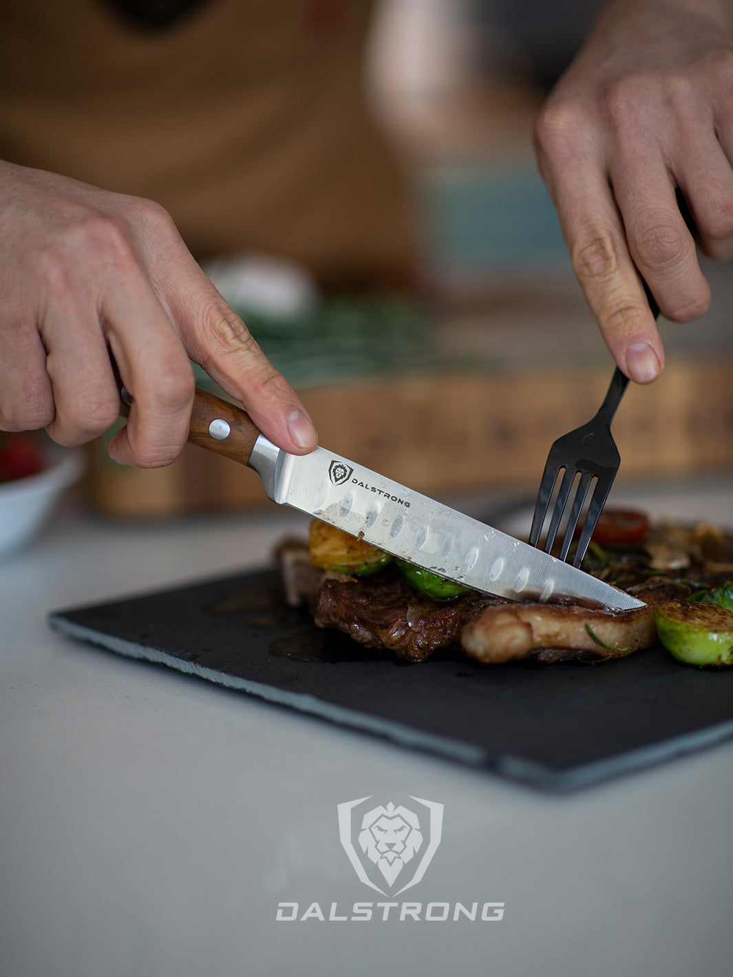 Premium 4-Piece Steak Knife Set with Olive Wood Handle - Dalstrong Gladiator Series | Sharp Kitchen Knives for Steak, Meat Cutting & Fine Dining | Perfect for Home Chefs & Restaurant Use
