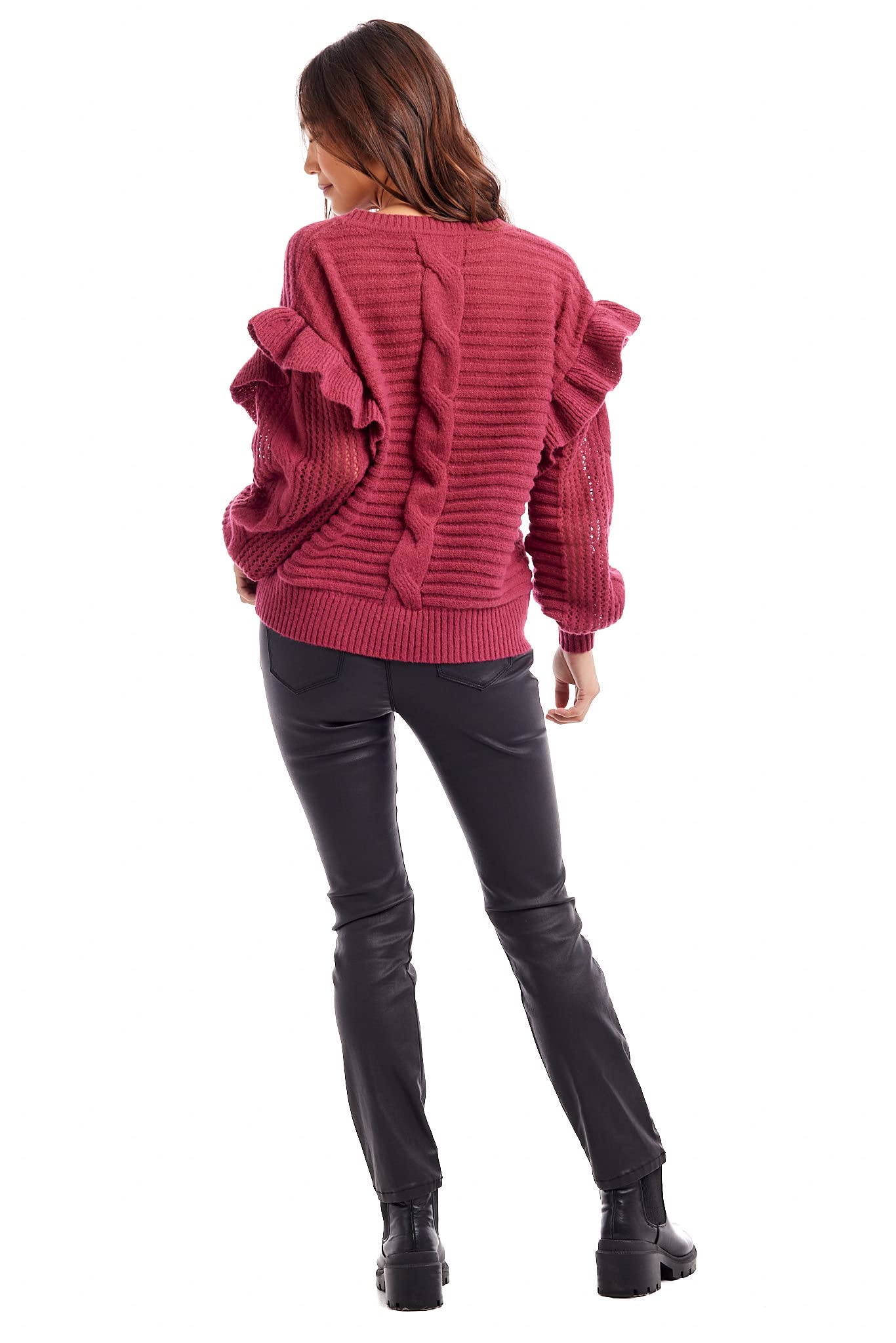 Mud Pie Women's Willow Ruffle Sweater - Soft Knit Pullover with Feminine Ruffles | Perfect for Fall & Winter Layering, Office Wear & Casual Outfits
