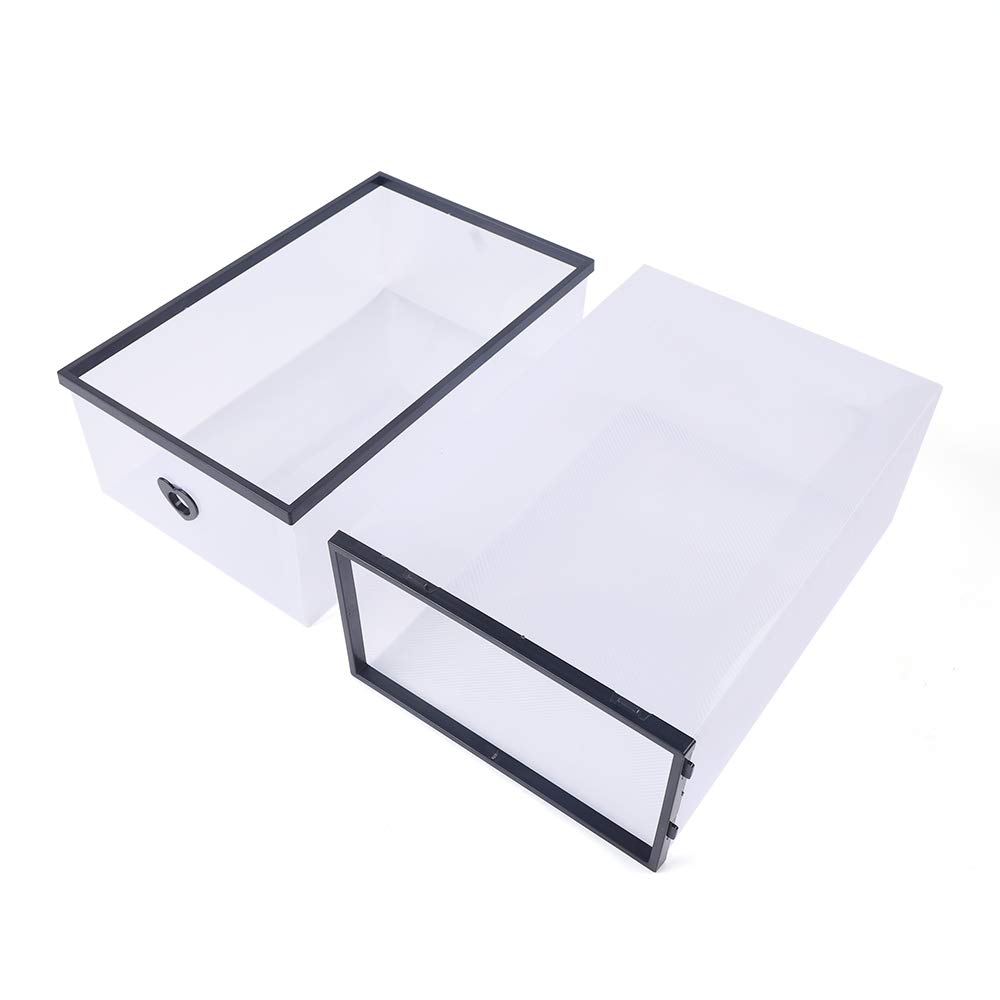 20 Pack Clear Plastic Stackable Shoe Storage Boxes - Foldable Front Opening Drawer Organizer Bins for Sneakers & Shoes | Perfect for Closet, Bedroom & Entryway Organization