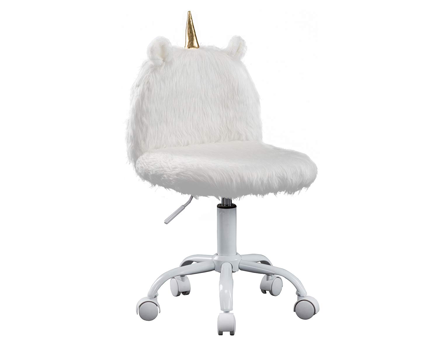 DM Furniture Cute White Adjustable Swivel Study Desk Chair for Kids - Animal Design Rolling Computer Chair for Boys & Girls - Perfect for Bedroom, Study Room, and Home Office