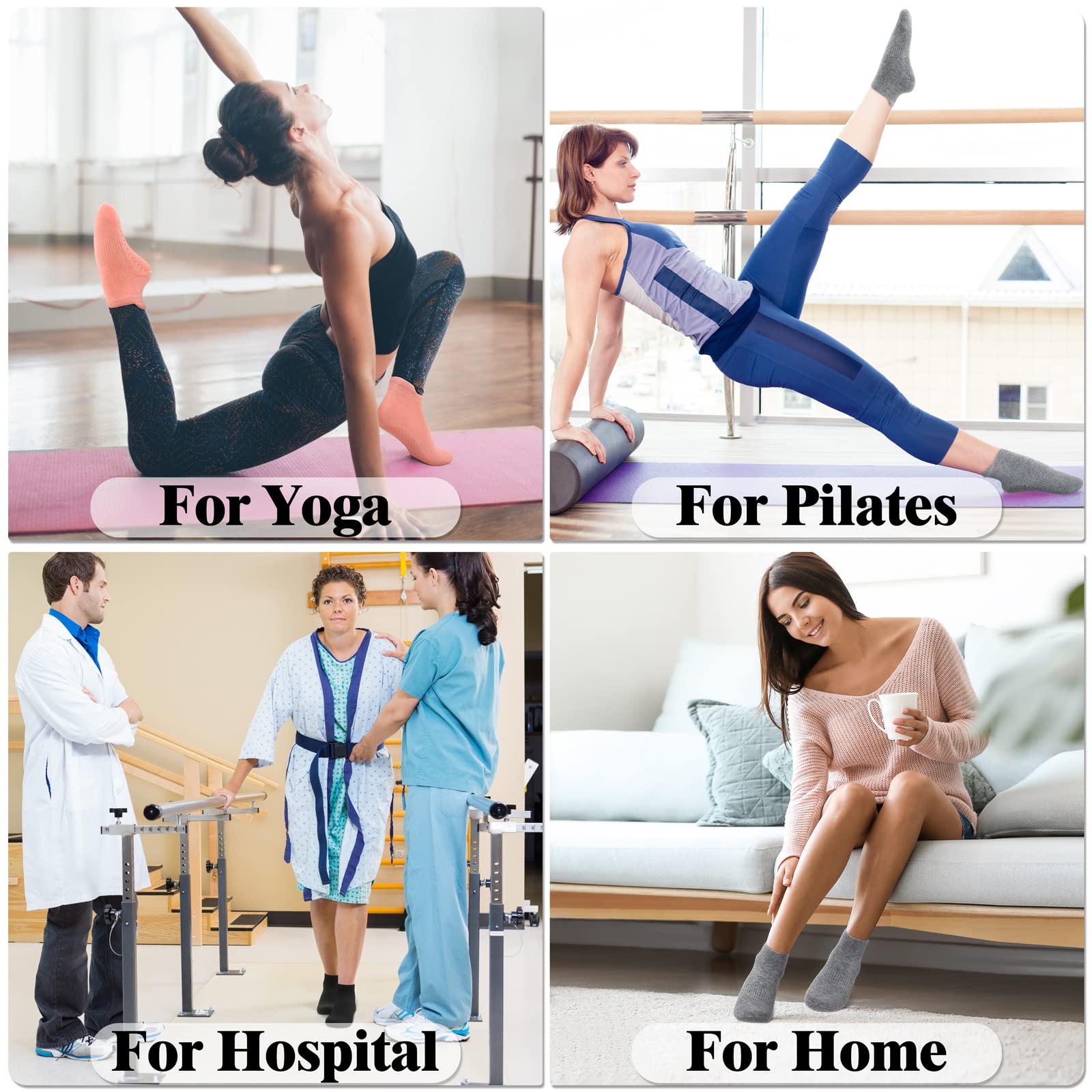 Non-Slip Grip Socks for Women - Cotton Ankle Socks with Anti-Skid Dots for Pilates, Barre, Yoga & Hospital Use - Perfect for Workouts, Dance & Medical Professionals