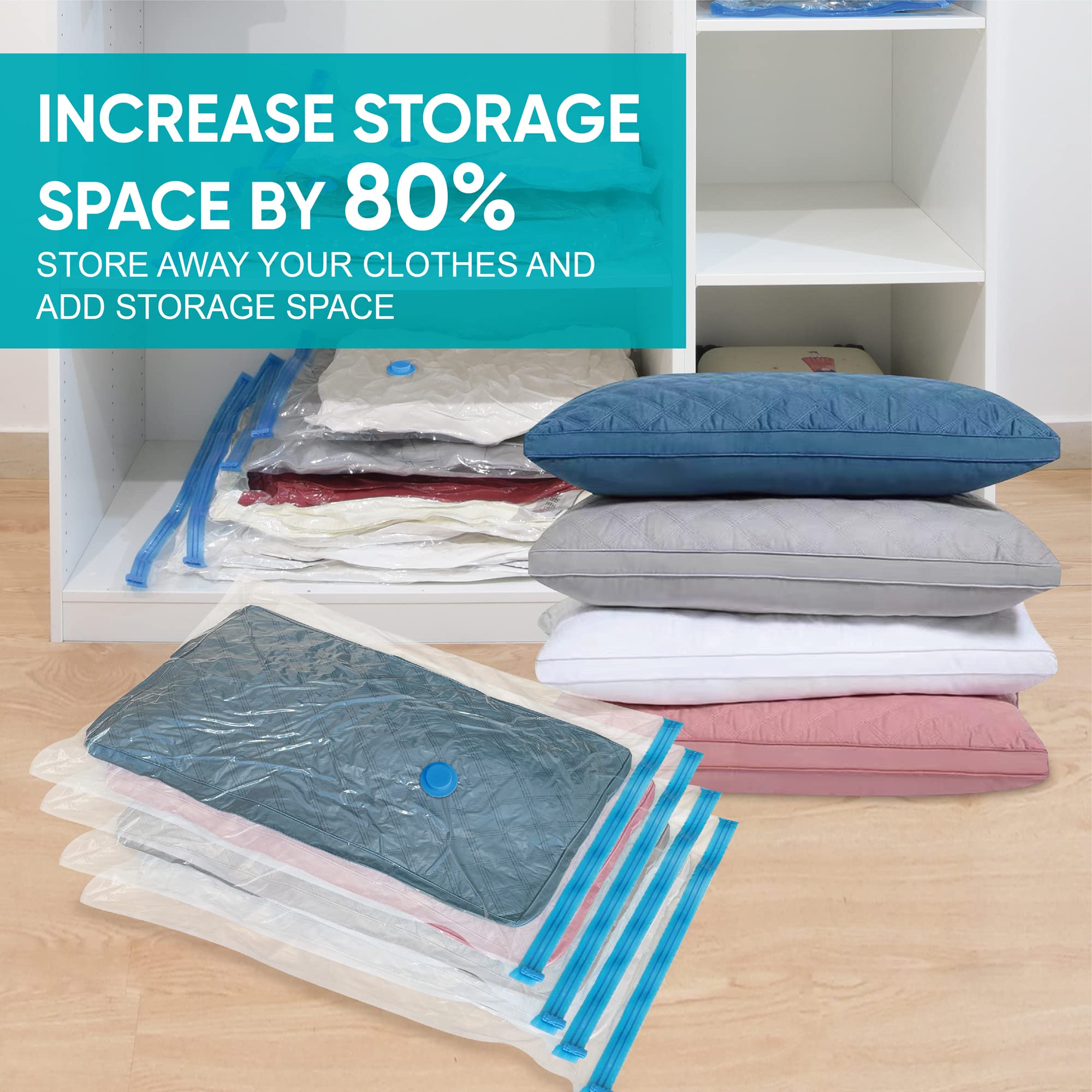 Space Saver Vacuum Storage Bags 12-Pack (Jumbo/Large/Medium/Small) for Clothes, Comforters, Blankets & Bedding | Compact Storage Solution for Seasonal Wardrobe, Travel & Home Organization