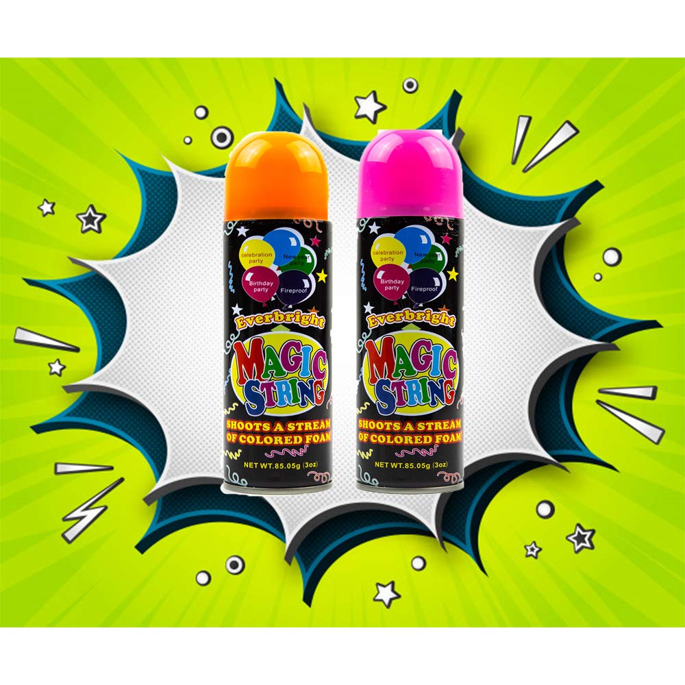 Toysery Party Streamer - 24 Pack of 3oz Spray String Cans with 4 Streamer Shooter Guns | Ultimate Kids Party Supplies for Birthdays, Halloween & Celebrations | Fun Crazy String for Festive Events & Outdoor Activities