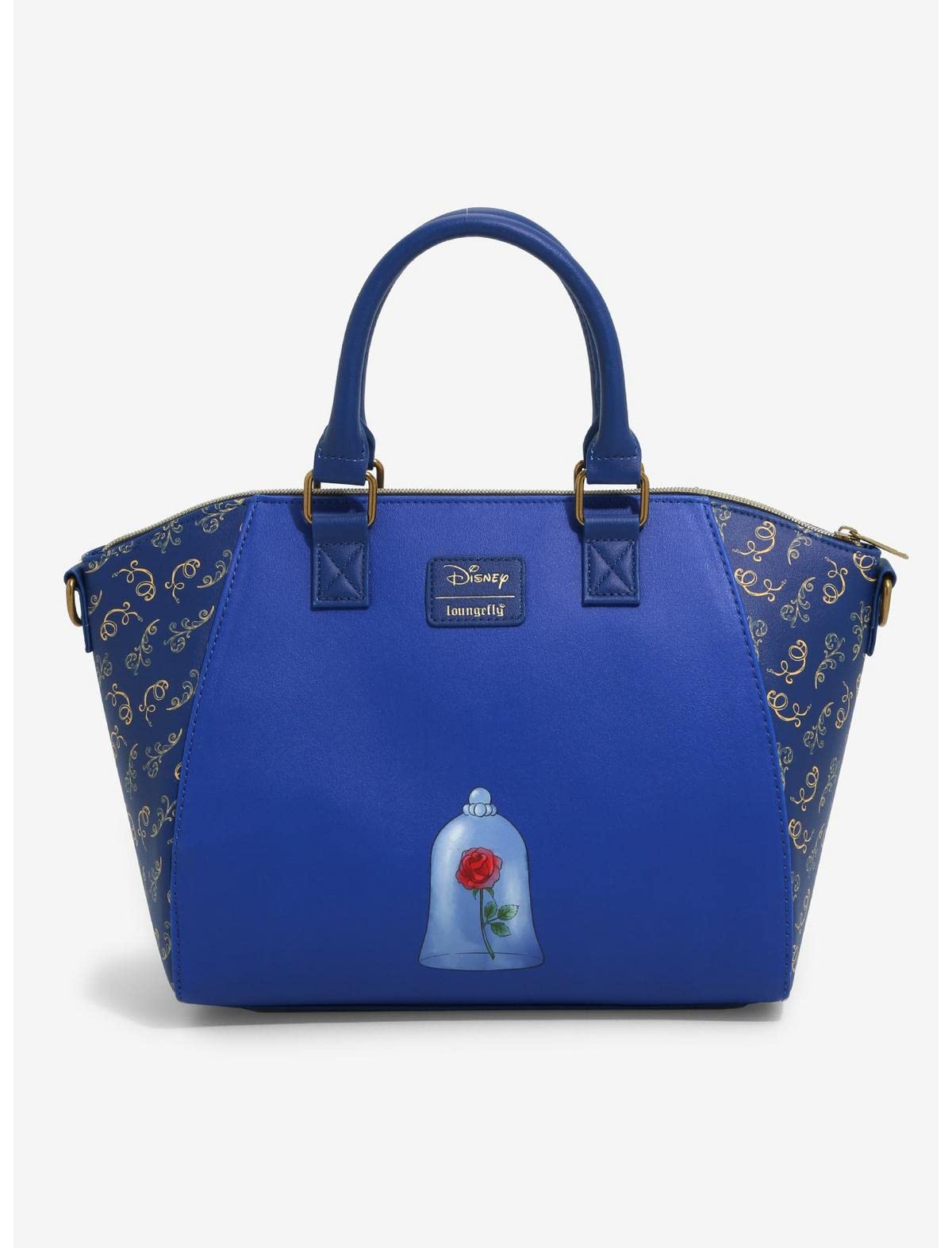 Loungefly Disney Beauty and the Beast Staircase Satchel Bag - Cream Crossbody Purse for Women | Fashion Accessories for Disney Fans, Cosplay, and Theme Park Outfits
