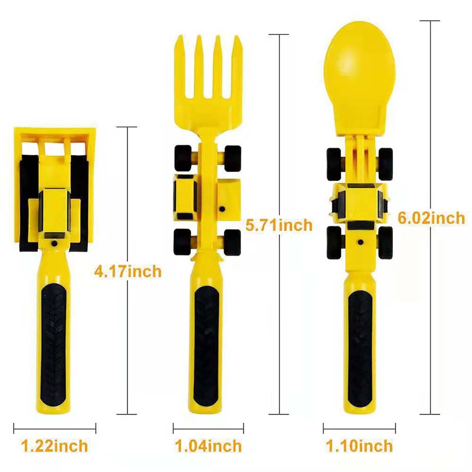 Kids Construction Themed Dining Set - Toddler Fork & Spoon with Plate | Fun & Durable Utensils for Mealtime | Perfect for Home, Daycare & Travel
