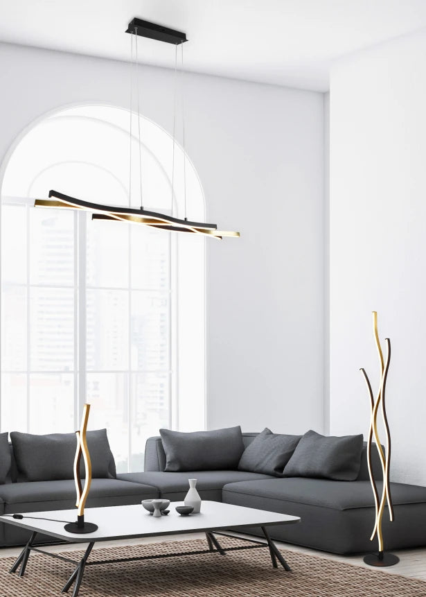 Blaze Modern LED Floor Lamp - Adjustable Brightness, Aluminum/Brass Finish - Perfect for Living Room, Bedroom, or Office Lighting
