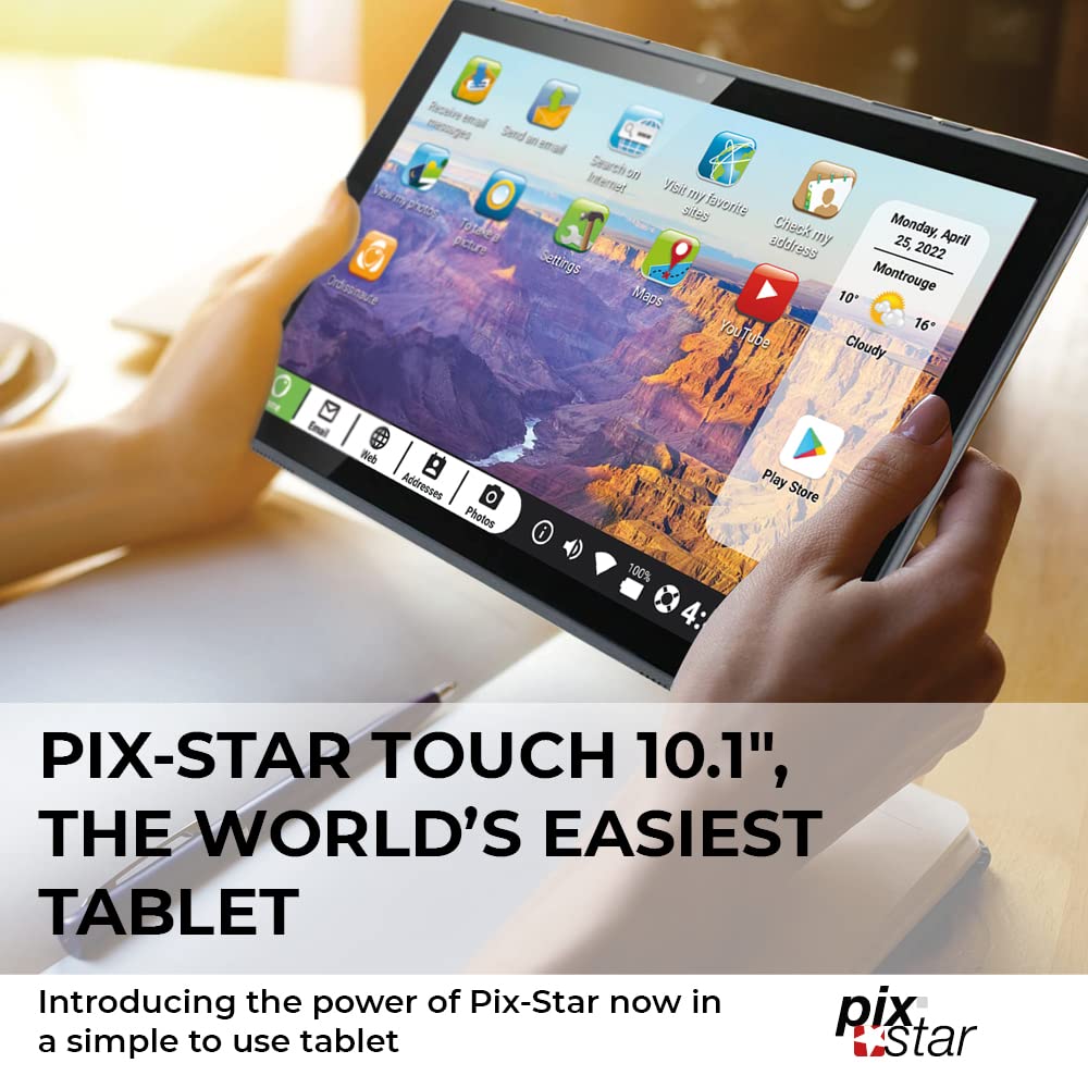 Easy-to-Use 10.1 Inch Touch Screen Tablet for Seniors - Simple Interface, WiFi, Dual Cameras - Perfect for Video Calls, Web Browsing & Photos - Great Gift for Elderly Parents & Grandparents - Ideal for Family Communication, Online Learning & Entertainment