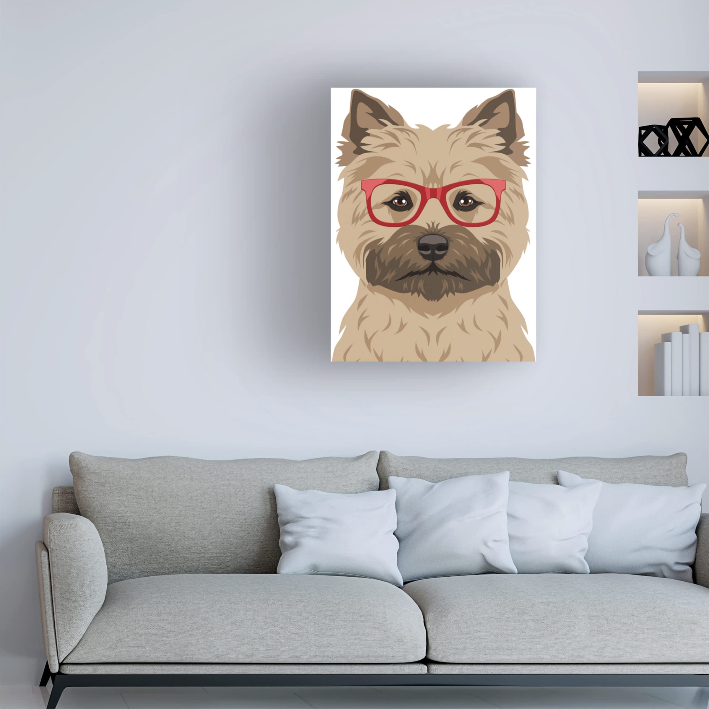 Furbaby Affiliates 'Cairn Terrier Wearing Hipster Glasses' Canvas Wall Art - Modern Pet Portrait Decor for Living Room, Bedroom & Office
