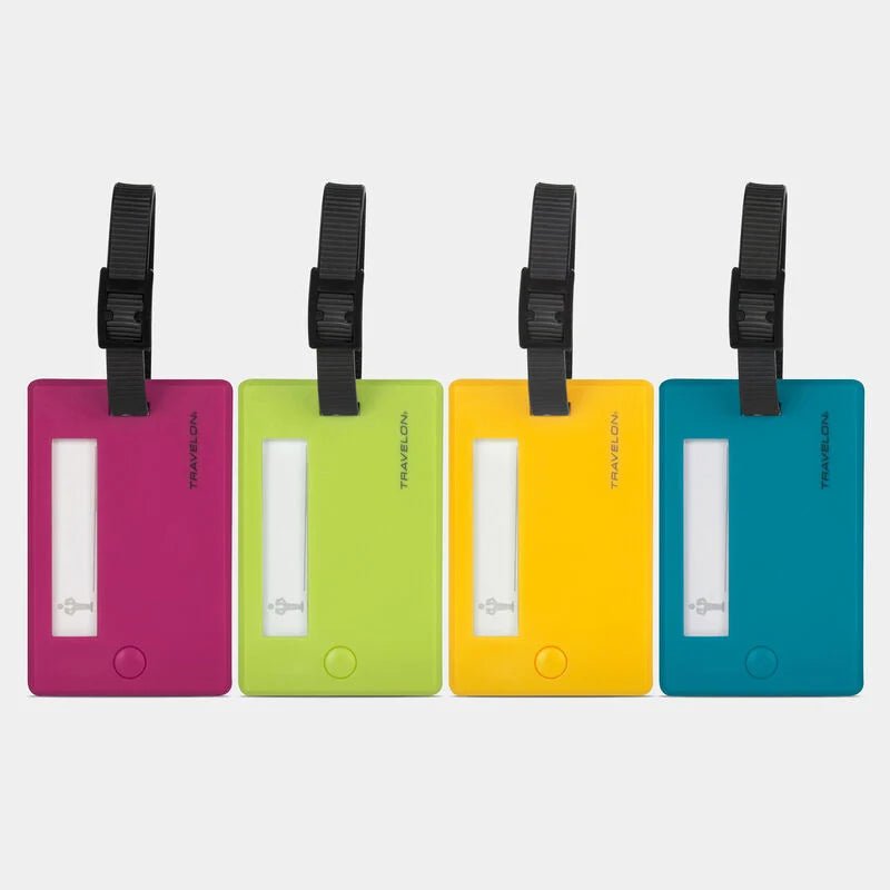 Travelon Set of 4 Colorful Luggage Tags - Durable ID Tags for Suitcases, Bags & Backpacks - Perfect for Travel, Business Trips & Vacation Organization