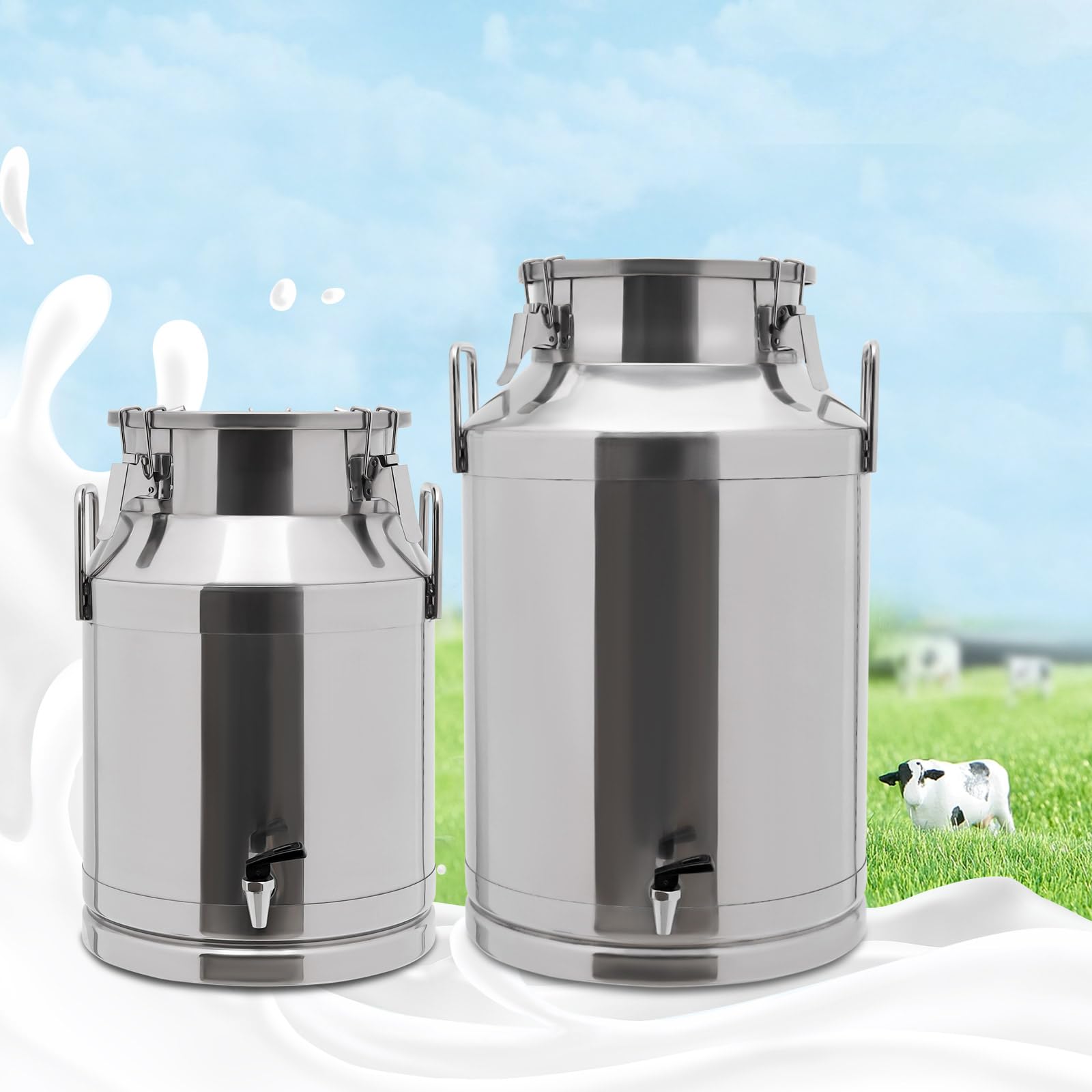 Stainless Steel 60L Milk Can Oil Pail Storage Bucket with Faucet - Wine Barrel Canister for Canteen, Breakfast Restaurant, Home, Milk Shop, Tea Shop | Durable Food-Grade Container for Liquid Storage & Dispensing