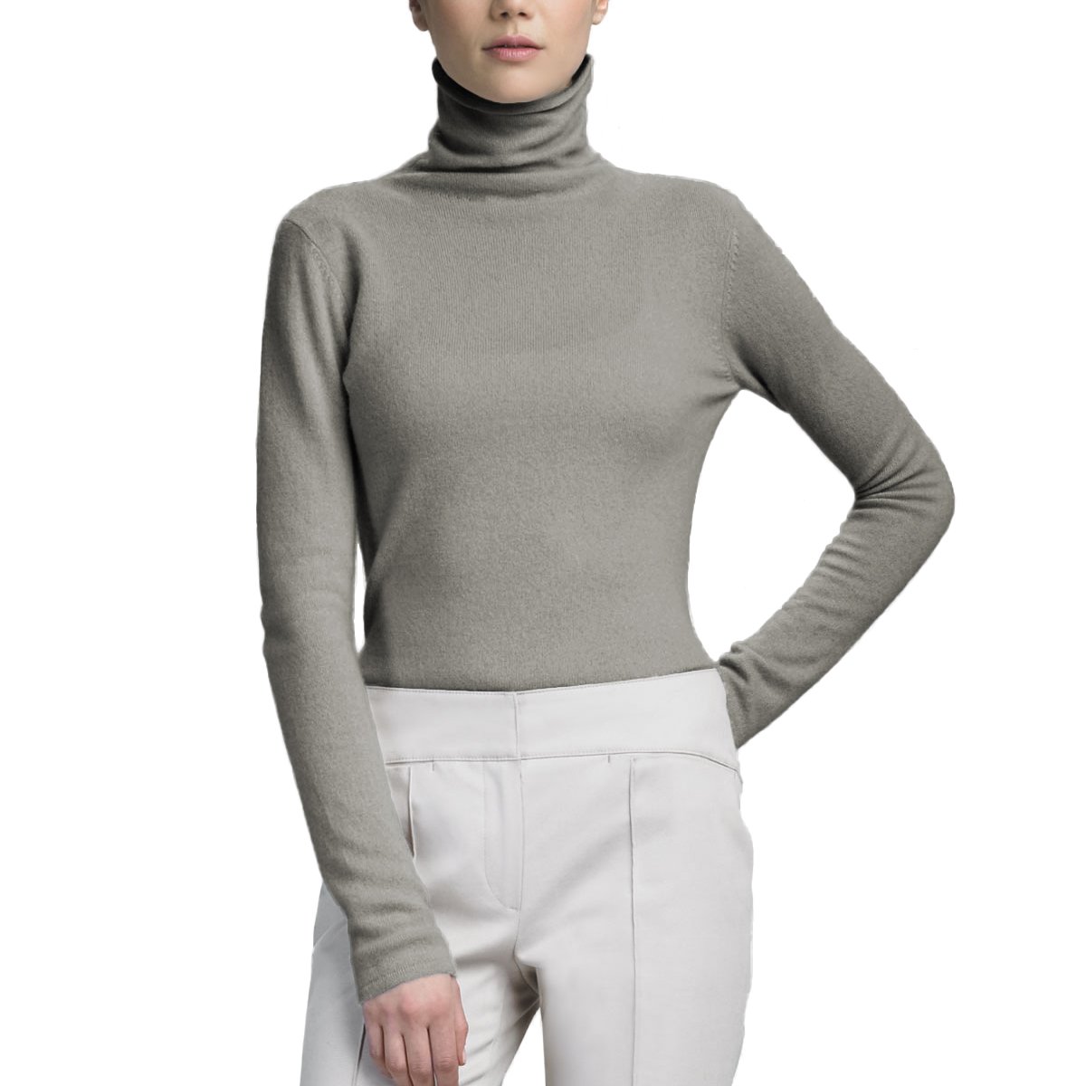 Parisbonbon Women's 100% Cashmere Turtleneck Sweater - Soft Winter Pullover, Gray, Size 5X - Cozy Office Wear & Casual Outfits