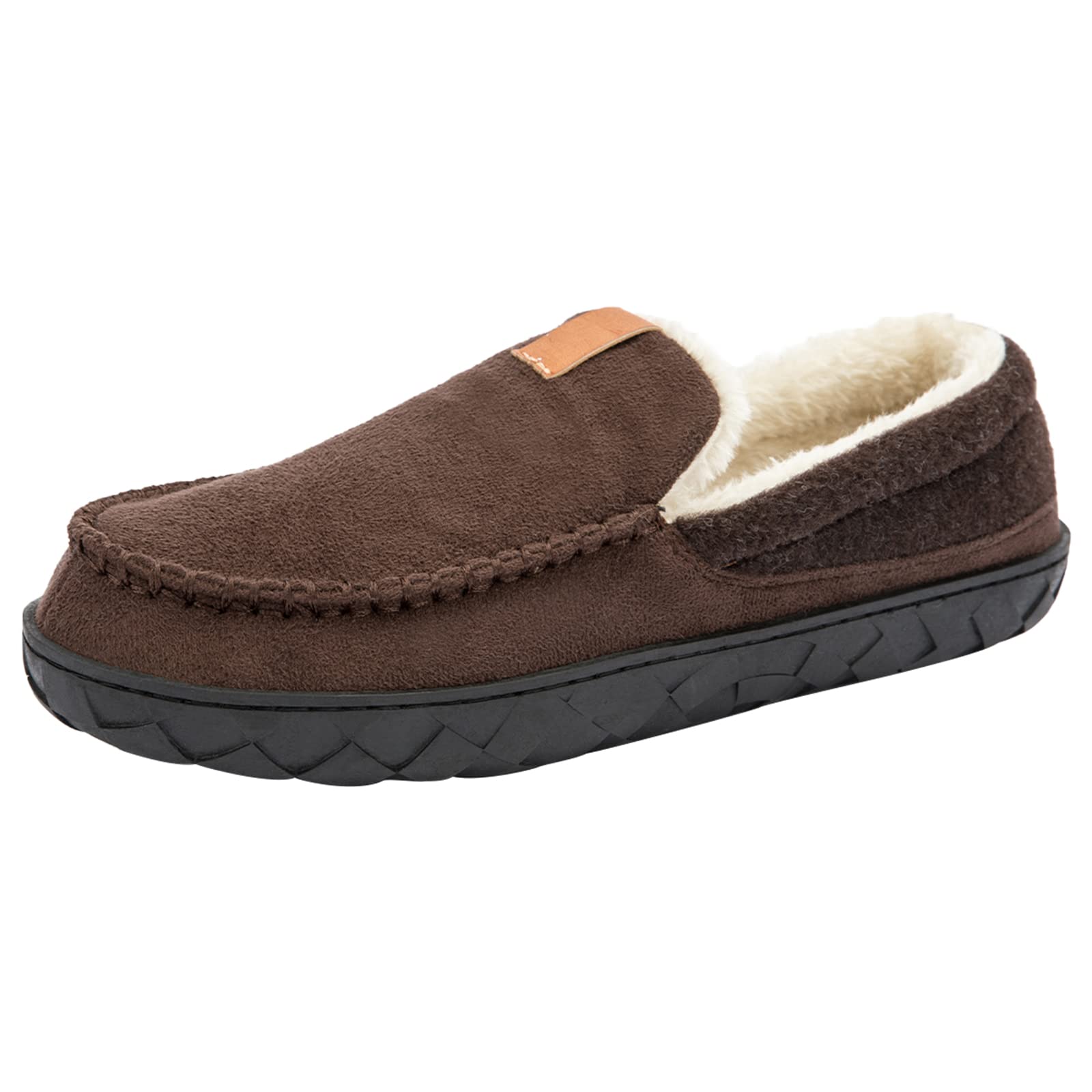 Deenor Men's Moccasin Slippers - Memory Foam Comfort, Non-Slip Sole for Indoor/Outdoor Use - Perfect for Home, Lounge & Backyard Relaxation