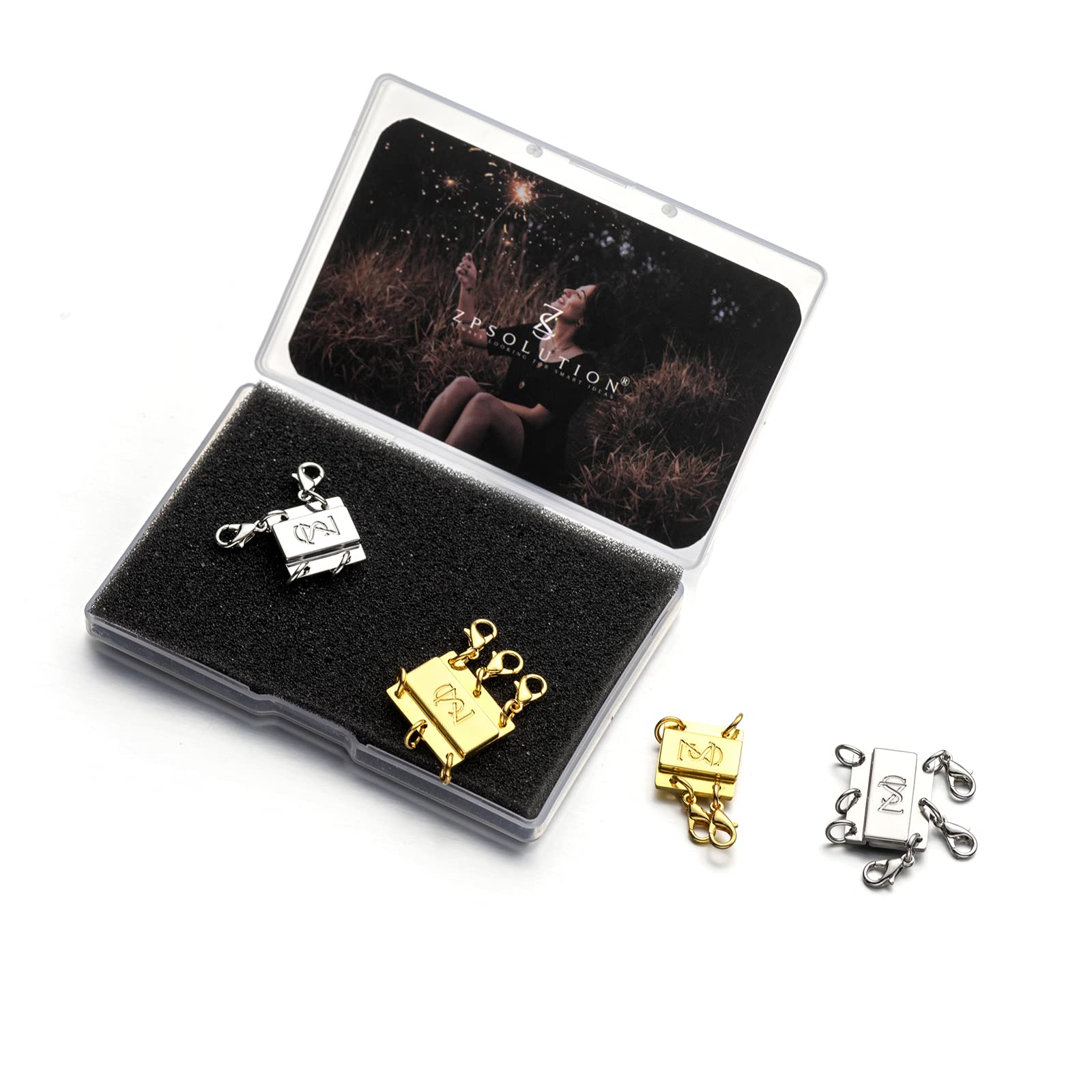 Zpsolution Magnetic Layering Necklace Clasp - Multi Strand Jewelry Connector with Secure Lock & Storage Box for Layered Bracelets & Necklaces | Perfect for DIY Jewelry Making & Layered Fashion Accessories