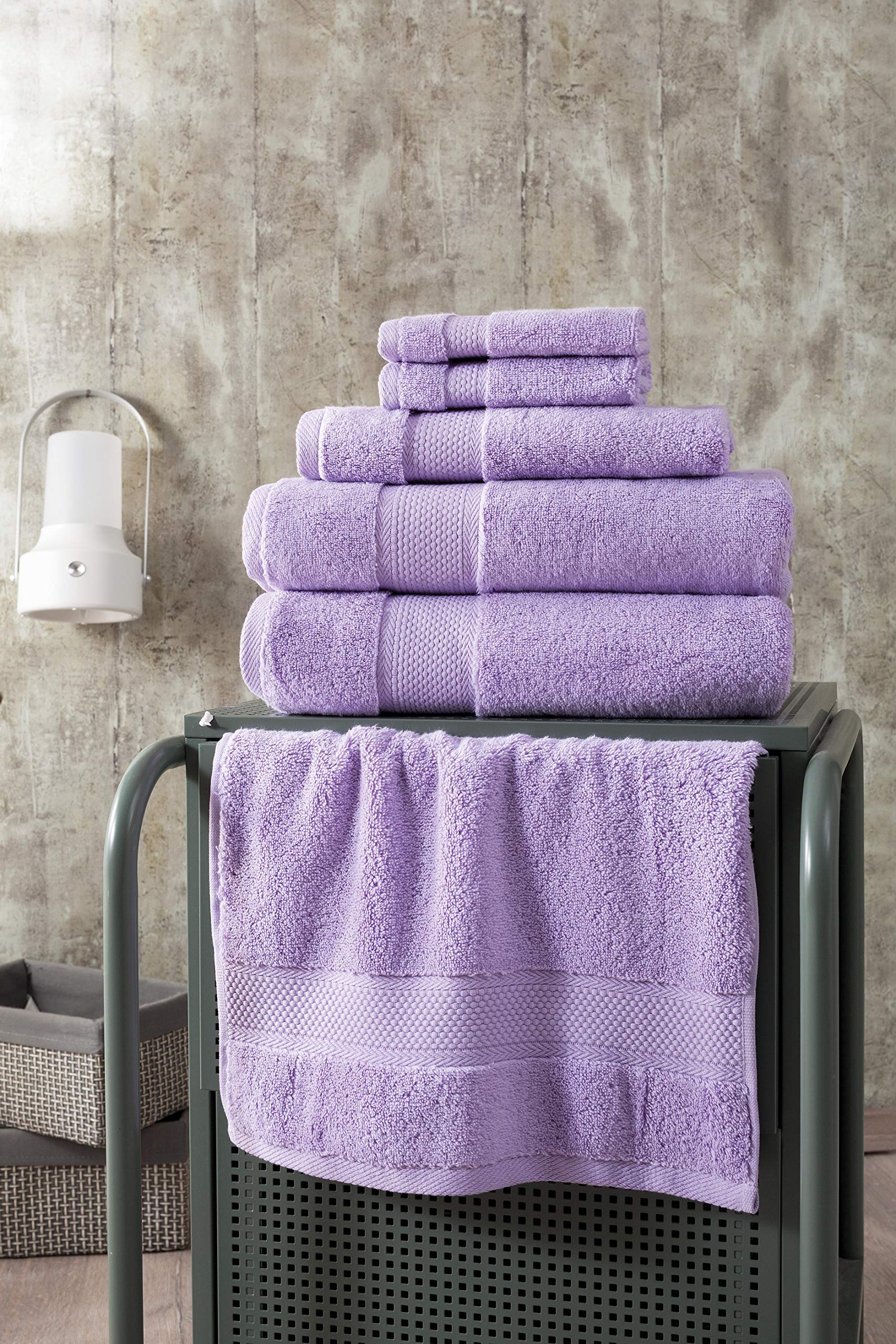 BAGNO MILANO Premium Turkish Cotton Bath Towels Set - Ultra Soft, Plush & Quick Dry - 6 Piece Luxury Towel Set (Lavender Purple) - Made in Turkey - Perfect for Spa, Beach & Bathroom Use