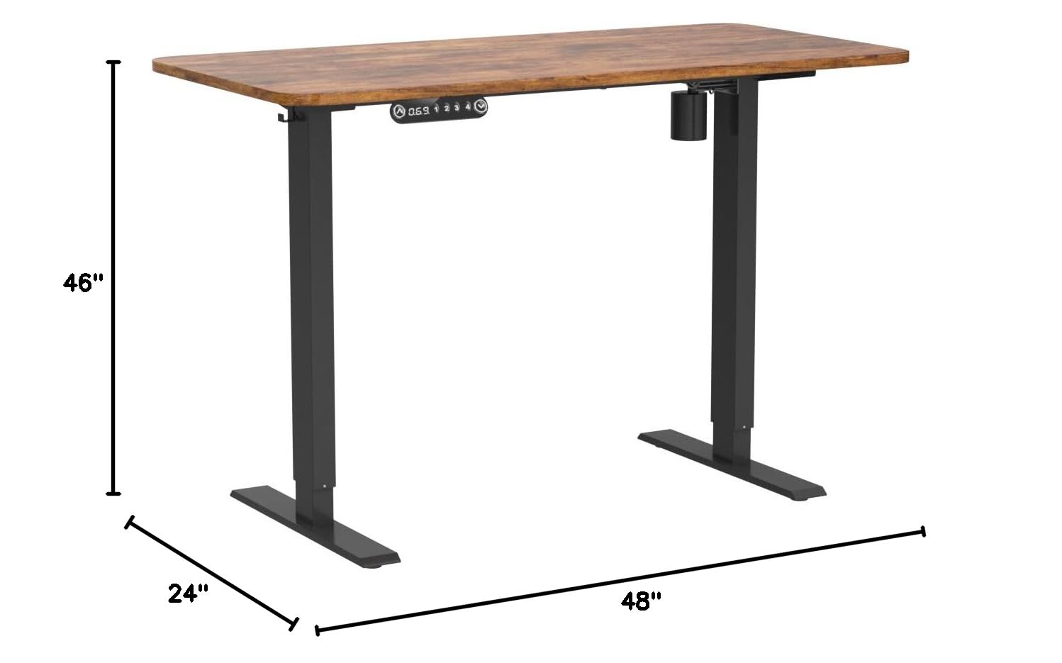 Farexon 48x24 Inches Electric Standing Desk - Adjustable Height Sit Stand Computer Desk with Double Metal Hooks, 4 Memory Preset Settings (27