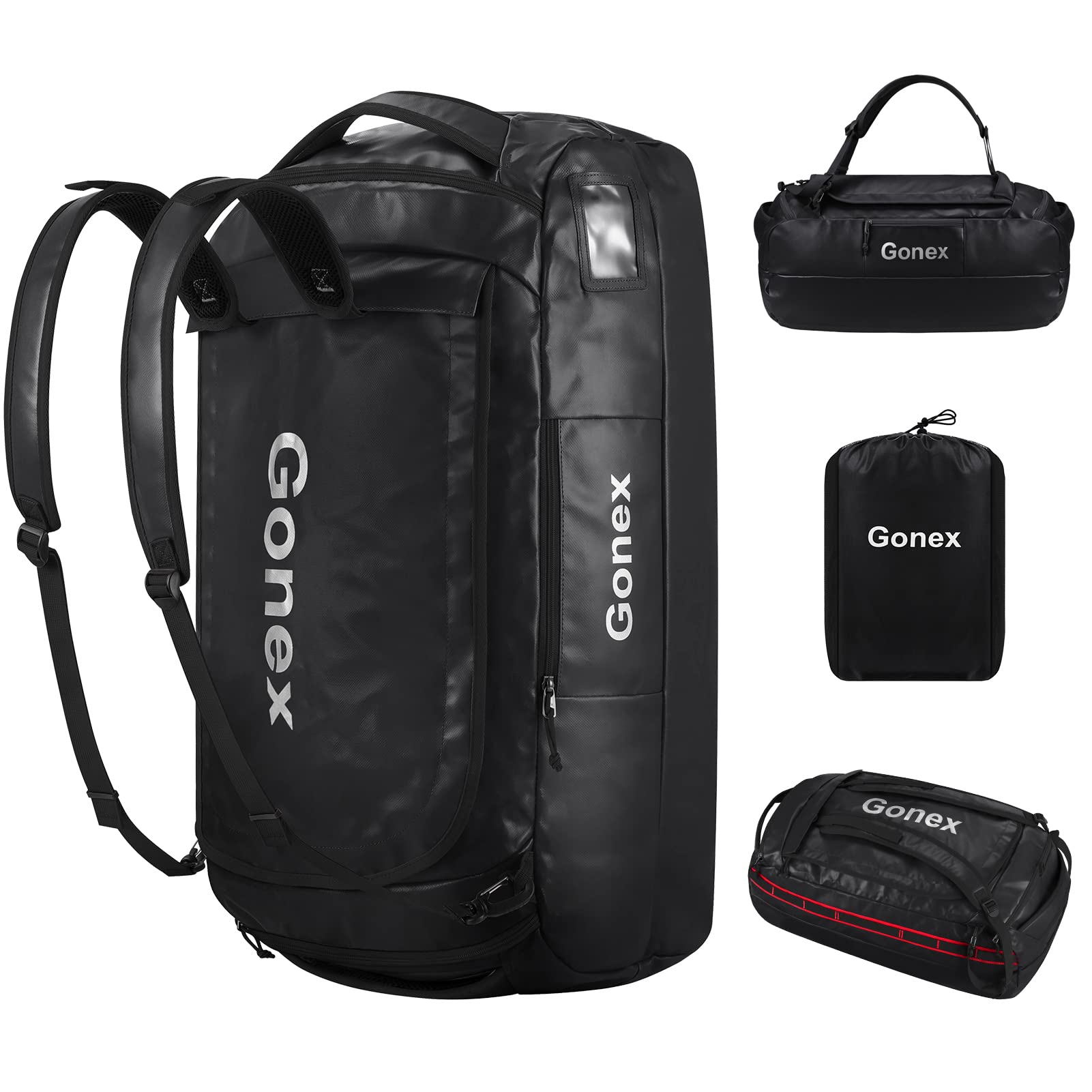Gonex 80L Water-Repellent Convertible Duffel Bag Backpack for Men & Women - Gym, Hiking, Camping, Travel & Cycling - Black | Perfect for Outdoor Adventures, Workouts & Weekend Getaways