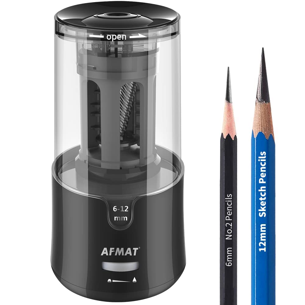 AFMAT Automatic Pencil Sharpener for Colored Pencils - Hands-free & Portable for School, Office