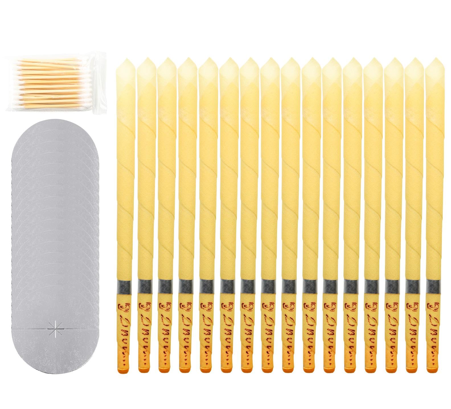 Organic Beeswax Ear Candles for Wax Removal - 16Pcs Natural Ear Wax Cleaner Kit, Safe & Easy Ear Cleaning for Adults - Perfect for Home Spa, Relaxation & Ear Hygiene Care