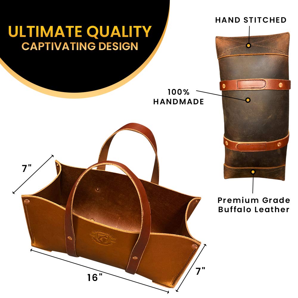 **Premium Buffalo Leather Tool Bag - Heavy Duty Woodman's Pal Tote for Hand Tools, Gardening & Outdoor Gear | Durable Leather Organizer (Crazy Horse Black) | Perfect for Craftsmen, Gardeners & Outdoor Enthusiasts**