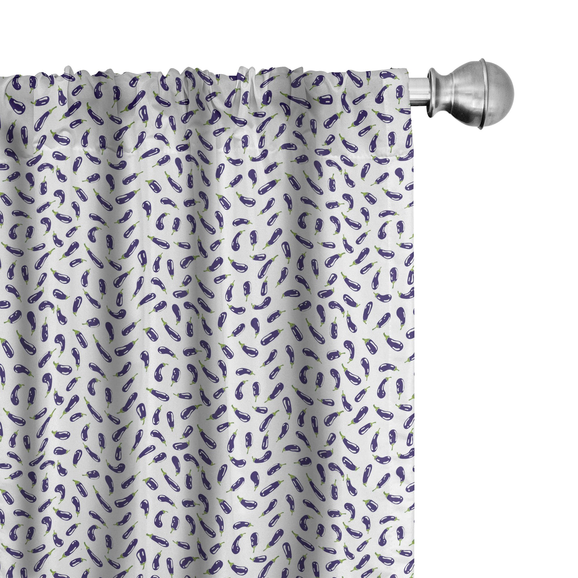 Ambesonne Eggplant Curtains - Purple & White 28x63