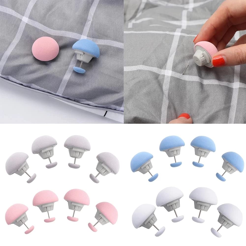 16-Piece Duvet Clip Set - Non-Slip Quilt Fixing Clips with Buttons | Secure Duvet Cover & Comforter | Perfect for Bedroom, Hotel, or Guest Room (Gray)