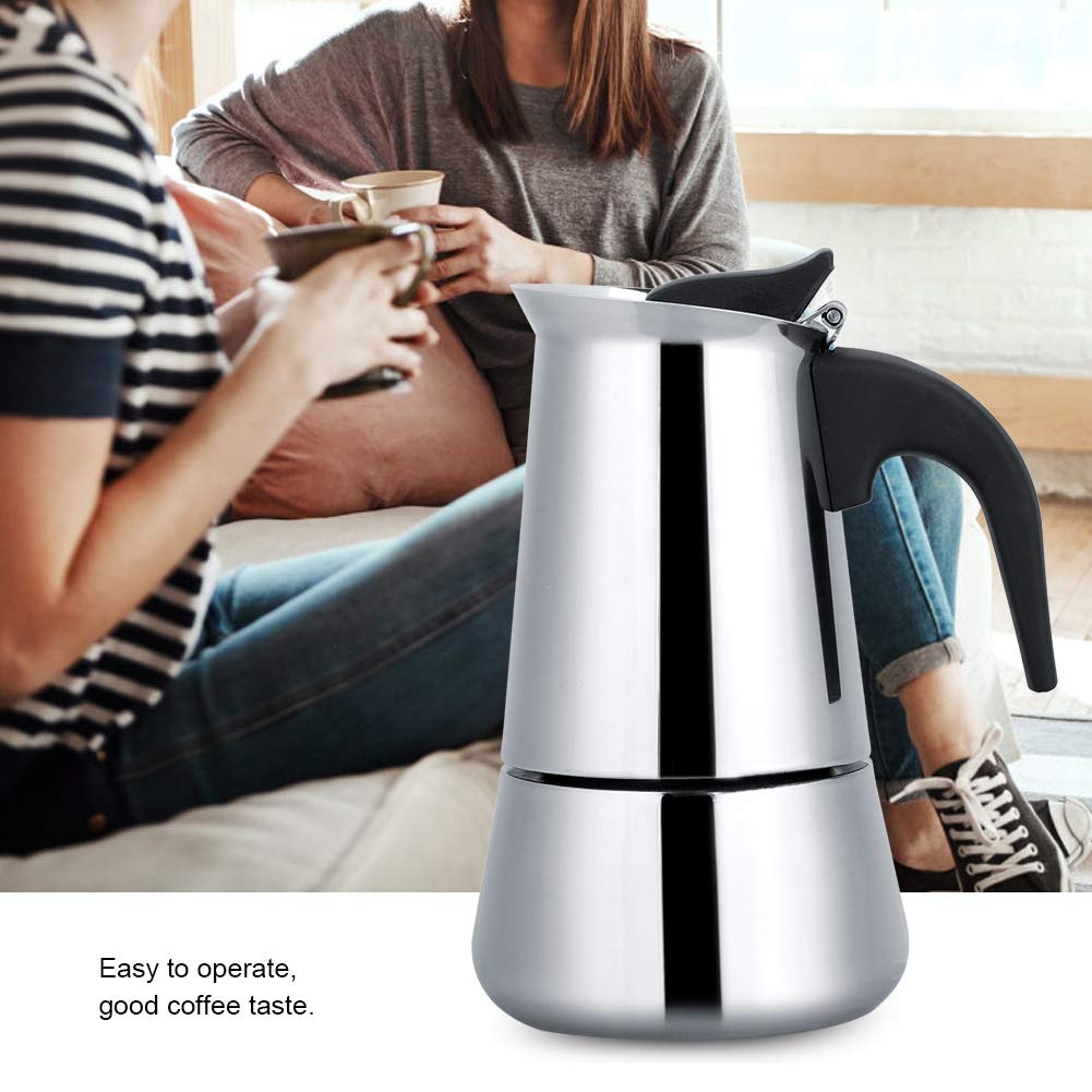 Portable Stainless Steel Espresso Coffee Maker - 100ml Compact & Classic for Home, Office, Travel & Camping - Perfect for Espresso Lovers On-The-Go
