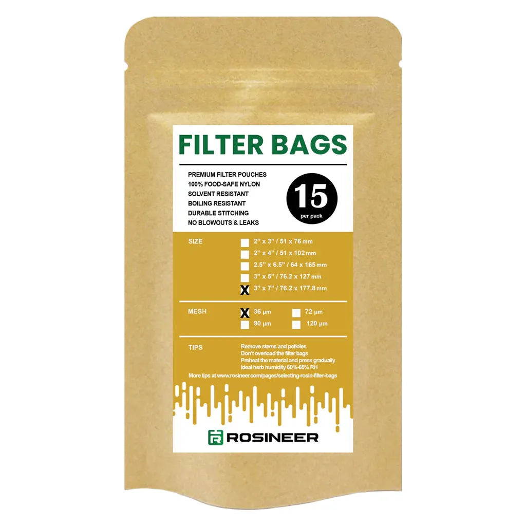 Rosineer 3 X 7 Premium Nylon Rosin Bags - 25/73/90/120/160 Micron Filter Sizes for Cannabis Extraction - Perfect for DIY Rosin Pressing at Home or Commercial Use