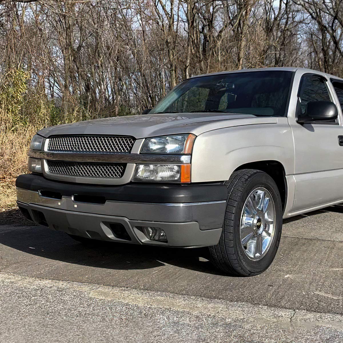 Black Front Bumper Lights with Amber Corner Signal Lamps for 2003-2007 Chevy Silverado & Avalanche - Durable Off-Road Lighting for Trucks & SUVs