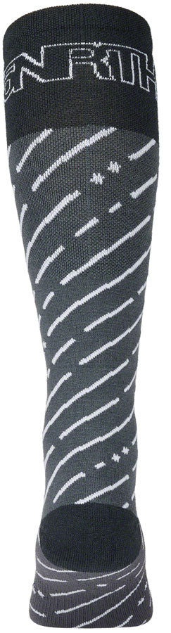 45NRTH Snow Band Midweight Knee High Wool Socks - Dark Gray/Dark Blue, Medium - Warm Winter Hiking & Snowboarding Socks for Cold Weather Outdoor Activities