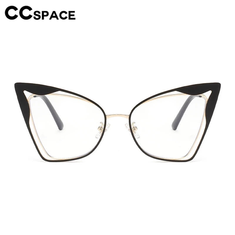 CCspace Women's Fashion Oval Butterfly Full Rim Eyeglasses Frame - Lightweight Alloy Metal Glasses for Women, Perfect for Reading, Working & Daily Wear