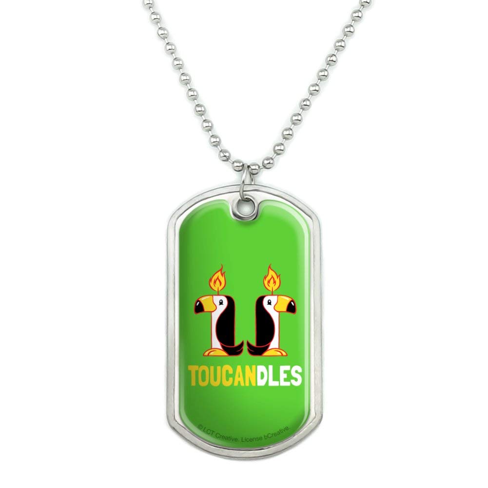 Funny Military Dog Tag Pendant Necklace with Chain - Toucan Design Humor Jewelry for Men & Women | Perfect Gift for Veterans, Military Lovers & Tropical Theme Parties